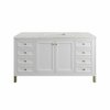 James Martin Vanities Chicago 60in Single Vanity, Glossy White w/ 3 CM Eternal Jasmine Pearl Top 305-V60S-GW-3EJP